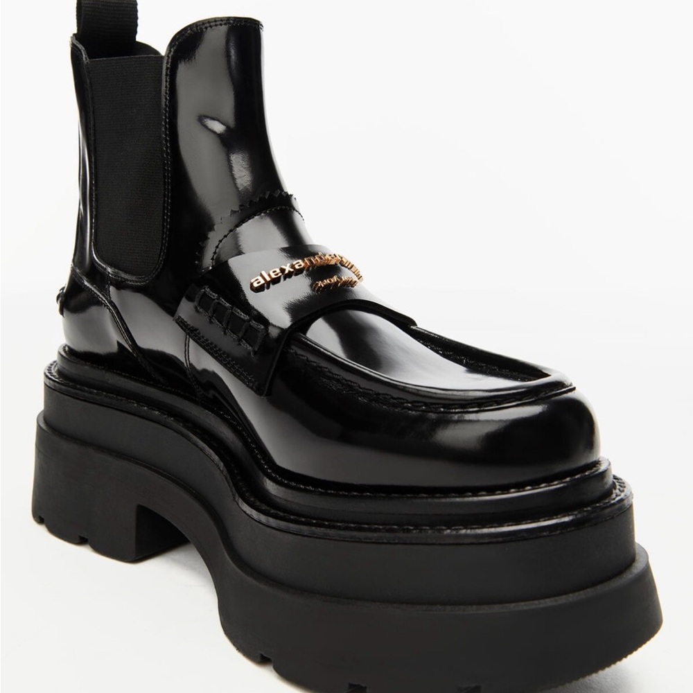 Alexander Wang Carter platform ankle boots in black leather - Picture 1 of 11